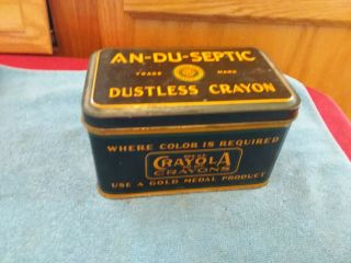 Vintage Crayola An - Du - Septic Crayons Tin Binney & Smith Co.