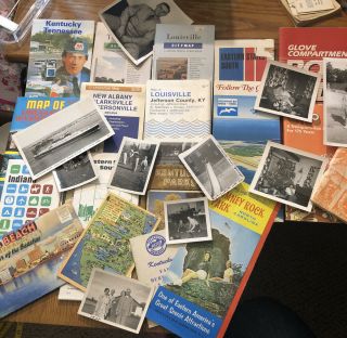 Vintage Junk Drawer Of Maps,  Photos And Postcards