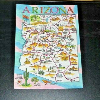 Postcard Vintage 4 X 6 Arizona State Map