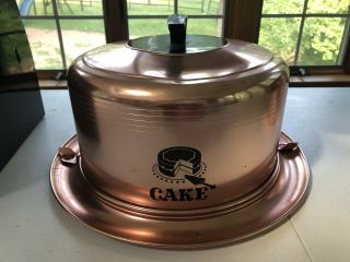 Vintage 1950’s West Bend Cake Carrier Coppertone Aluminum With Locking Cover