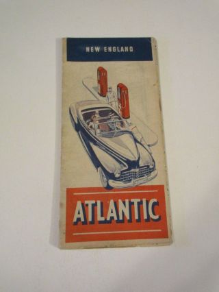 Vintage Atlantic England Oil Gas Station Travel Road Map