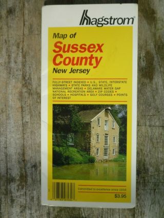 Vintage 1993 Hagstrom Road Map Of Sussex County Jersey