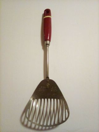 Vintage Kitchamajig Strainer/mixer With Red And White Wooden Handle Made By Ekco