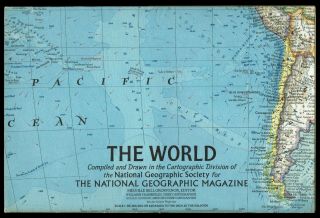 ⫸ 1965 - 2 February Vintage Map Of The World National Geographic Z13