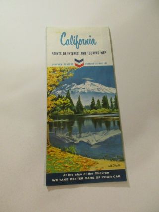 Vintage 1963 Chevron: California State Highway Gas Station Travel Road Map Box R