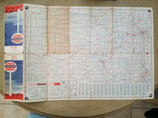 VINTAGE 1958 Champlin Oil Gas Kansas Nebraska State Highway Road Map Omaha NE KS 3