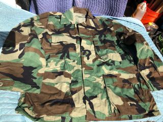 Army Us Military Woodland Camo Shirt Jacket Bdu Large Regular 8415 - 01 - 084 - 1656