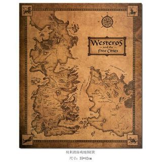 Wall Sticker Game Of Thrones Westeros Map Retro Kraft Paper Poster Interior