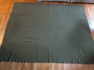 Vintage Us Army Issue Green Wool Blanket 79 X 63 Marked " Us ",  Post Wwii