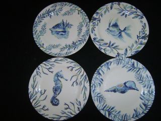 4 Pottery Barn Melamine 8 3/4 Plates,  All Different And