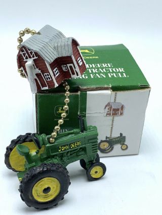 John Deere Green Tractor And Red Barn For Ceiling Fan Or Light Pull N Box