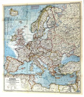 ⫸ 1969 - 6 June Vintage Map Of Europe – National Geographic Poster Vg