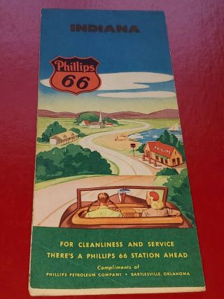 Vintage 1940’s Phillips 66 Indiana Road Map