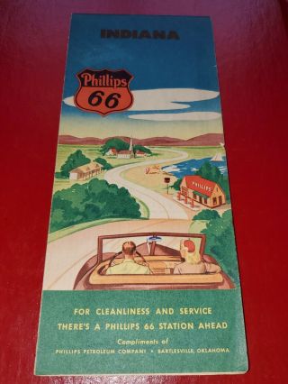 Vintage 1940’s Phillips 66 Indiana Road Map 2