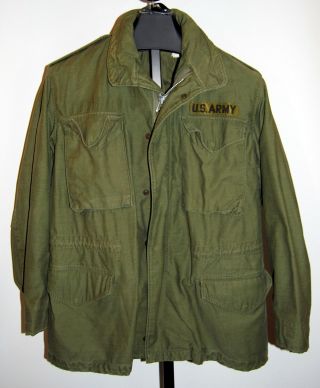 Vtg Us Military 6th Army Field Jacket With Hood M - 65 Coat Regular Medium