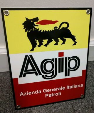 Agip Italy Gas Motor Oil Gasoline Sign.  Lamborghini Ferrari