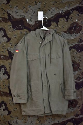 German Bw Od Olive Drap Moleskin Winter Jacket,  Size Gr.  6 Smallish