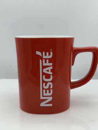 Vintage Nescafe Red Coffee Cup,  Mug 12 Oz,  Square