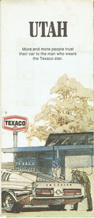 Vintage Utah State Road Map By Texaco For Year 1974