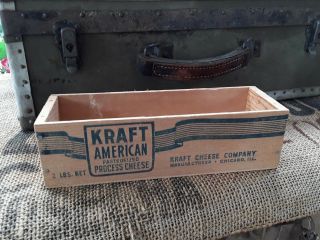 Vintage 2 Lb Wood Cheese Box Kraft Cheese Company Box Crate Antique Country Look