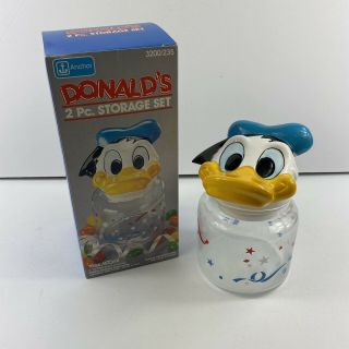 Vintage Walt Disney Company Donald Duck Candy Cookie Jar With Lid Anchor Nib