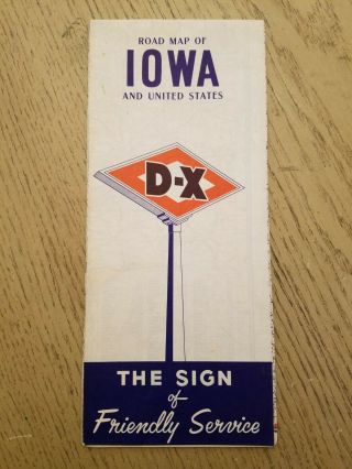 Vintage 1955 D - X Oil Gas Iowa State Highway Road Map Mid Continent Spirit Lake