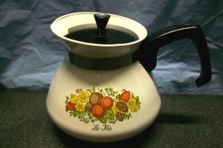 Corning Ware Spice Of Life " Le The " 6 Cup Tea Pot Kettle P - 104 Snap Lid Corelle