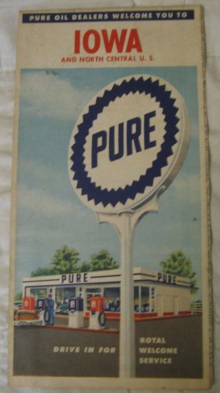 Estate - Vintage Advertising Road Map - Pure Oil - Iowa Road Map