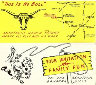 Montague Ranch Resort Bandera Texas Vtg Travel Brochure/flyer Photos Map