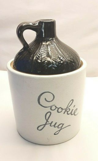Vintage Monmouth Cookie Jug/ Jar Stoneware Moonshine Whiskey Jug