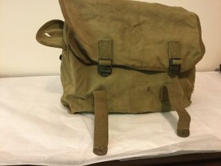 Vintage 1941 Wwii Canvas Army Knapsack With Straps