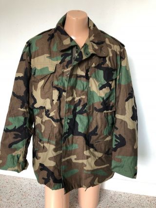 Nos 90’s Us Military Issue Woodland Camouflage Cold Weather Field Jacket Lg - Reg
