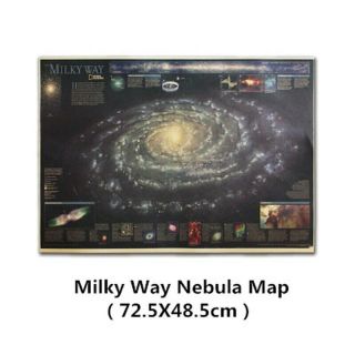 Wall Stickers Milky Way Nebula Map Nostalgic Vintage Kraft Paper Poster 2