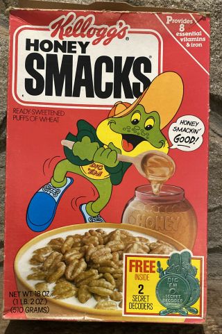 Honey Smacks Rare Vintage Cereal Secret Decoder Box Kelloggs 1983
