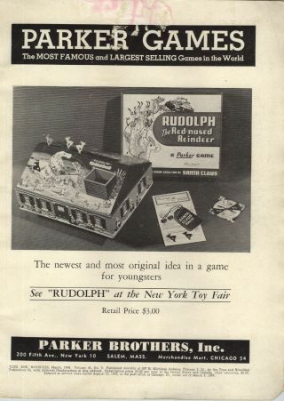1948 Paper Ad Parker Board Game Rudolph The Red Nosed Reindeer Santa Claus Pack