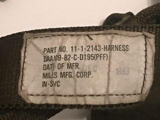 VINTAGE US MILITARY PARACHUTE HARNESS - SAFETY HARNESS 1983 2