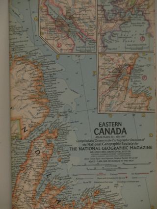 Vintage 1967 National Geographic Map Of The Eastern Canada