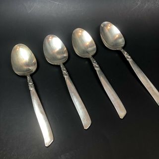 Vintage Oneida Community Silverplate South Seas 4 Oval Serving Spoons 8 5/8 "