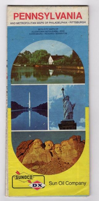 Vintage 1974 Sunoco Dx Pennsylvania Road Map Travel Brochure Rm3