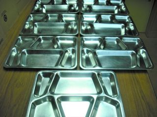 7 Vintage Heavy Stainless Steel Us Military Mess Gi Food Trays Set Navy Style