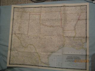 Vintage South Central United States Map National Geographic December 1947