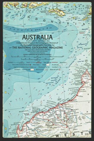 ⫸ 1963 - 9 August Vintage Australia – National Geographic Map Home School C1