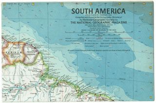 ⫸ 1960 - 2 February South America Vintage Map – National Geographic C1