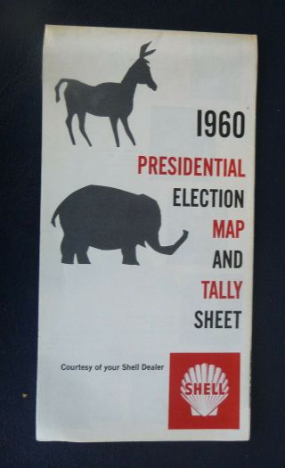1960 Presidential Election Map Shell Oil Gas Talley Sheet
