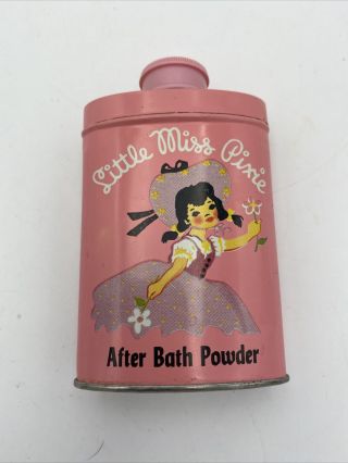 Vintage Little Miss Pixie Talcum Powder Tin Usa Container After Bath