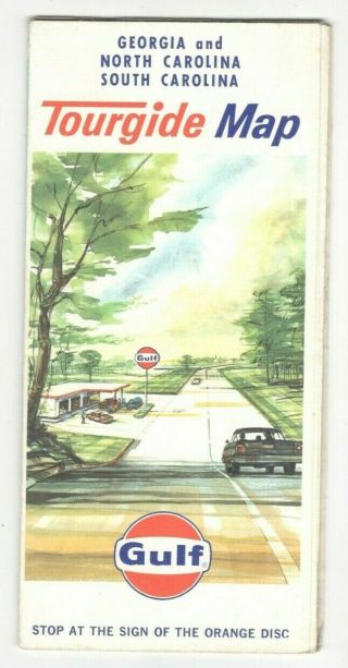 Vintage Gulf Georgia North Carolina South Carolina Road Map Travel Brochure Rm5