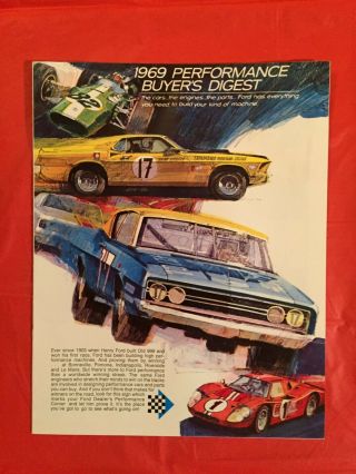 1969 Ford " Mustang Mach1 & Gt - Torino Gt - Xl Gt - Cobra " Car Dealer Sales Brochure