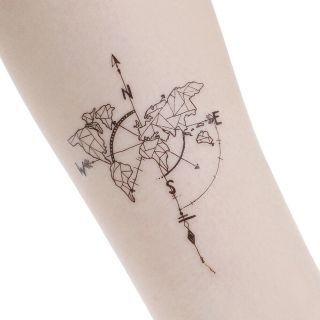 Waterproof Temporary Fake Tattoo Stickers Vintage Map Coordinates South No_cc