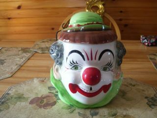 Ceramic Hand Painted Clown Cookie Jar By,  Py Japan