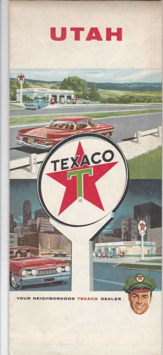 Vintage 1964 Texaco Road Map For Utah